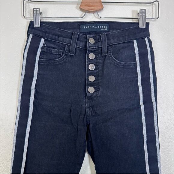 Veronica Beard Carolyn 10” Baby Boot Cropped Jeans Tux Stripes Size 24 in Raven - Picture 4 of 10